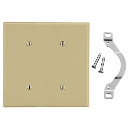 Hubbell Wiring Device-Kellems Wallplate, 2-Gang, 2 Strap Mount Blank, Ivory P24I